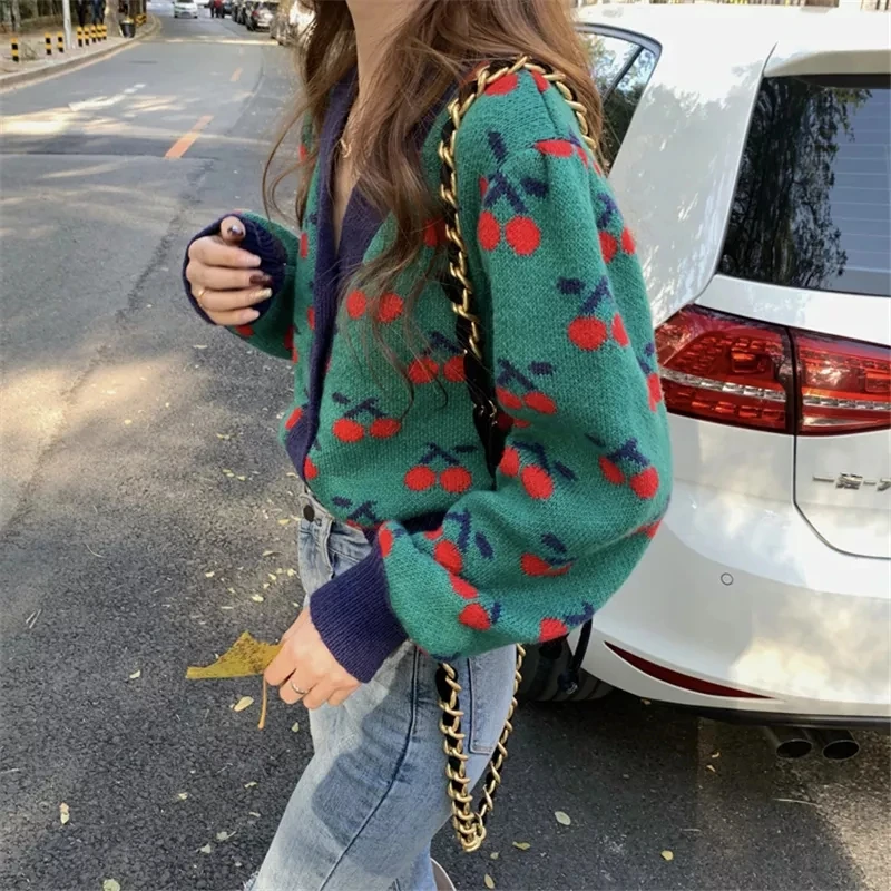 2022 여성 싱글브레스트 가디건 스웨터, 입체적인 러브 스웨터, 루즈핏 코디하기 쉬운 상의, 봄 가을