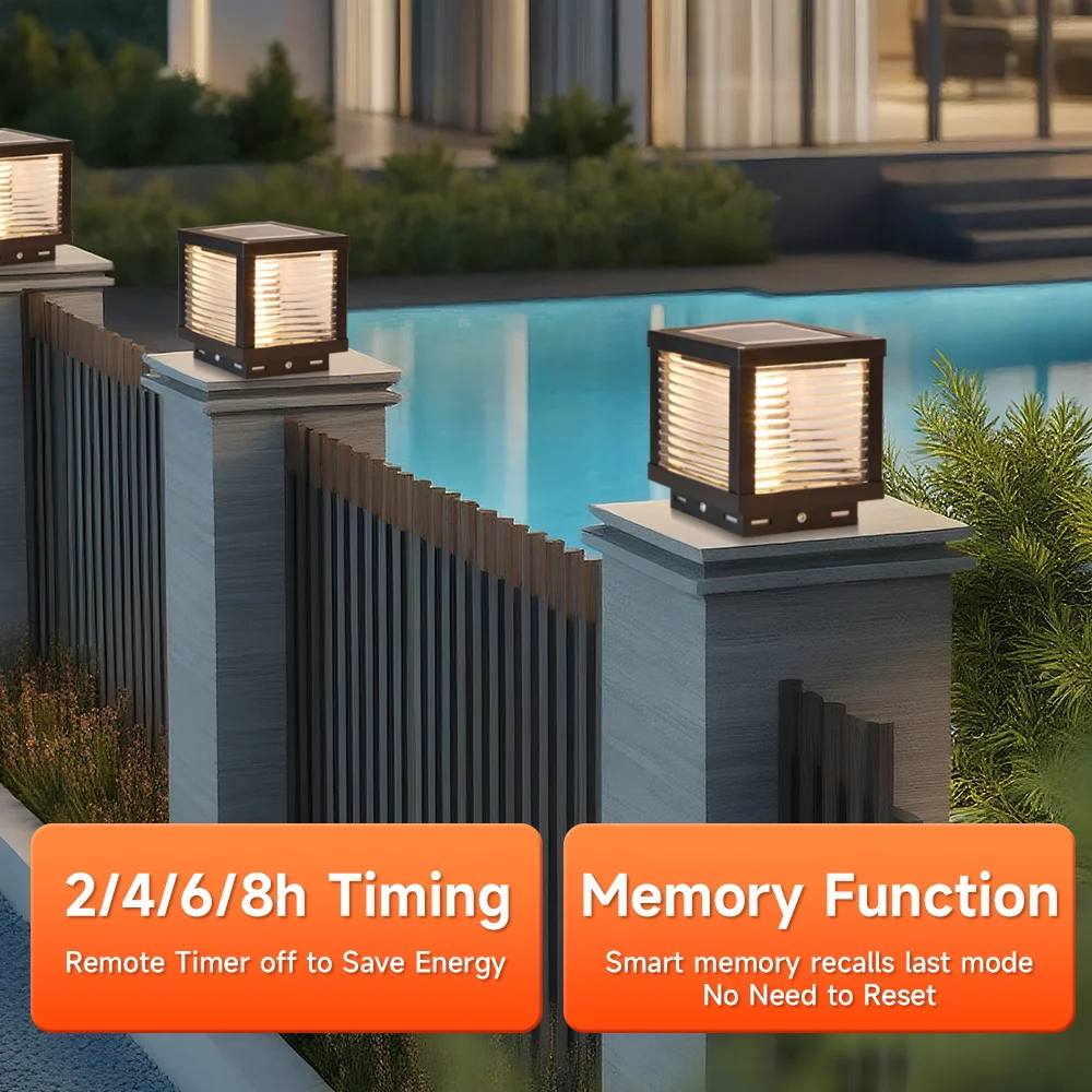 LED Solar Pillar Light solar power supply And indoor electricity connection Garden Sunlight for Fence Pathway Outdoor Decor Lamp