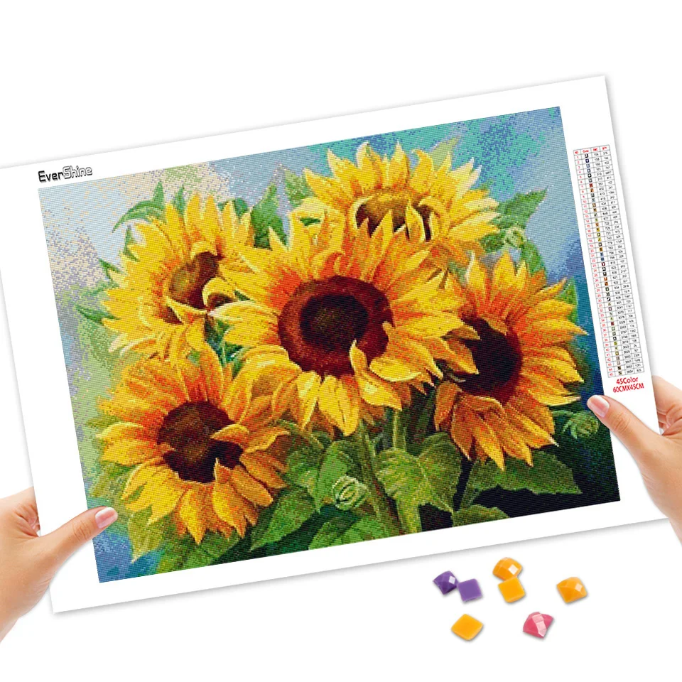 Diamond Painting EverShine Flower Rhinestone Picture Full Square Mosaic Diamond Embroidery Sunflower Cross Stitch