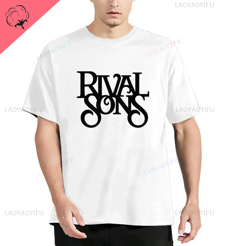 

Повседневная стильная модная уличная одежда Rival Sons с принтом алфавита в стиле Харадзюку Летняя мужская и женская Универсальная футболка с круглым вырезом