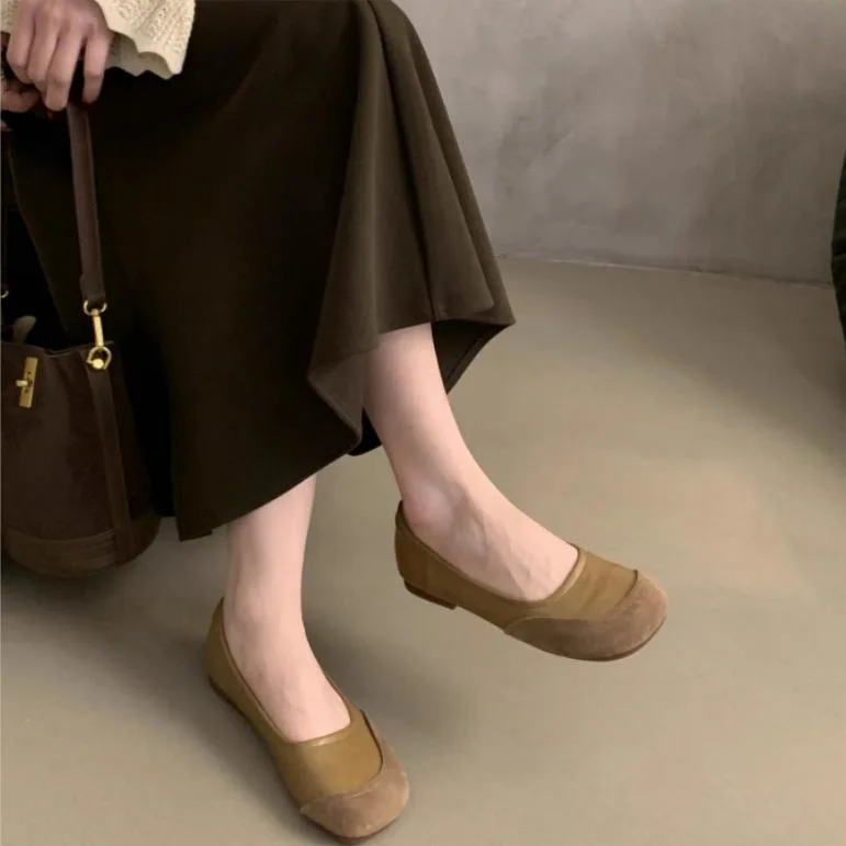 Women 2024 Autumn New Fashion Retro Shallow Mouth Round Toe Single Shoes for Women Slip-on Mary Jane Shoe Ladies Soft Sole Flats 4