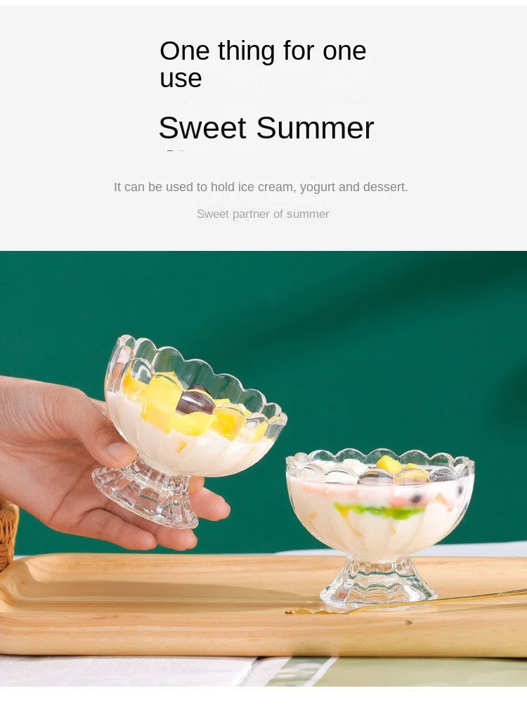 Description Picture 6 of itemGlass Ice Cream Cup Bowl Multi-Use for Smoothies Dessert Juice Parfait Cold Drink Stylish Kitchenware