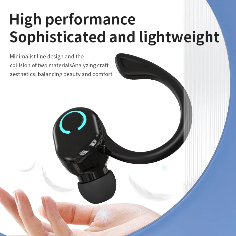Bluetooth 5.2 Business Wireless Headphone Ear-Hook Mini HIFI Bass Noise Cancelling Earphone With Mic Earbuds Sport Game Headset 5