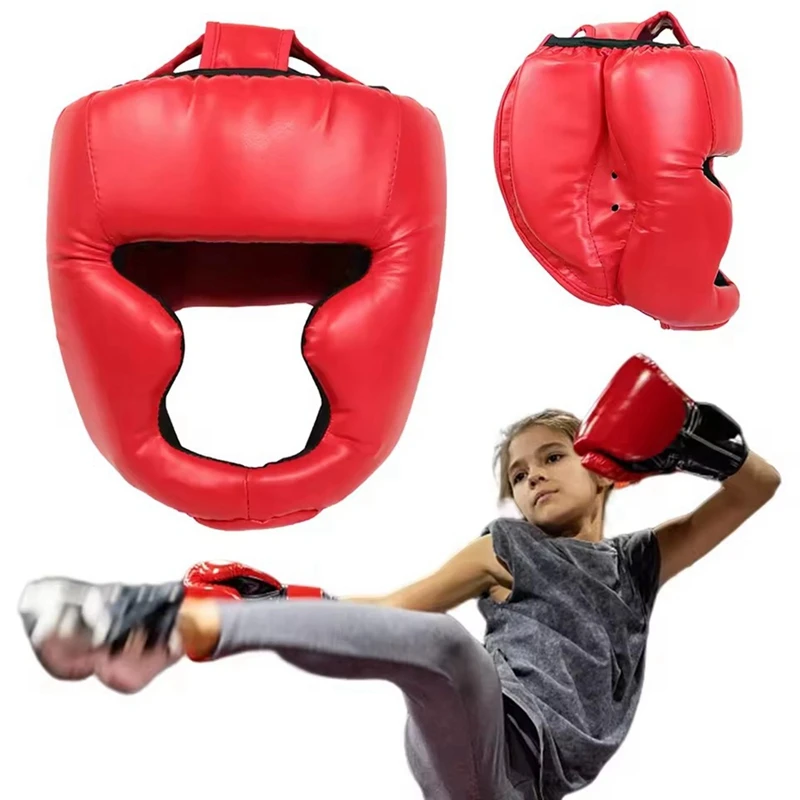 ABKG Full Face Boxing Headgear Adjustable Head Guard Karate Muay Thai Training Protection Boxing Headgear