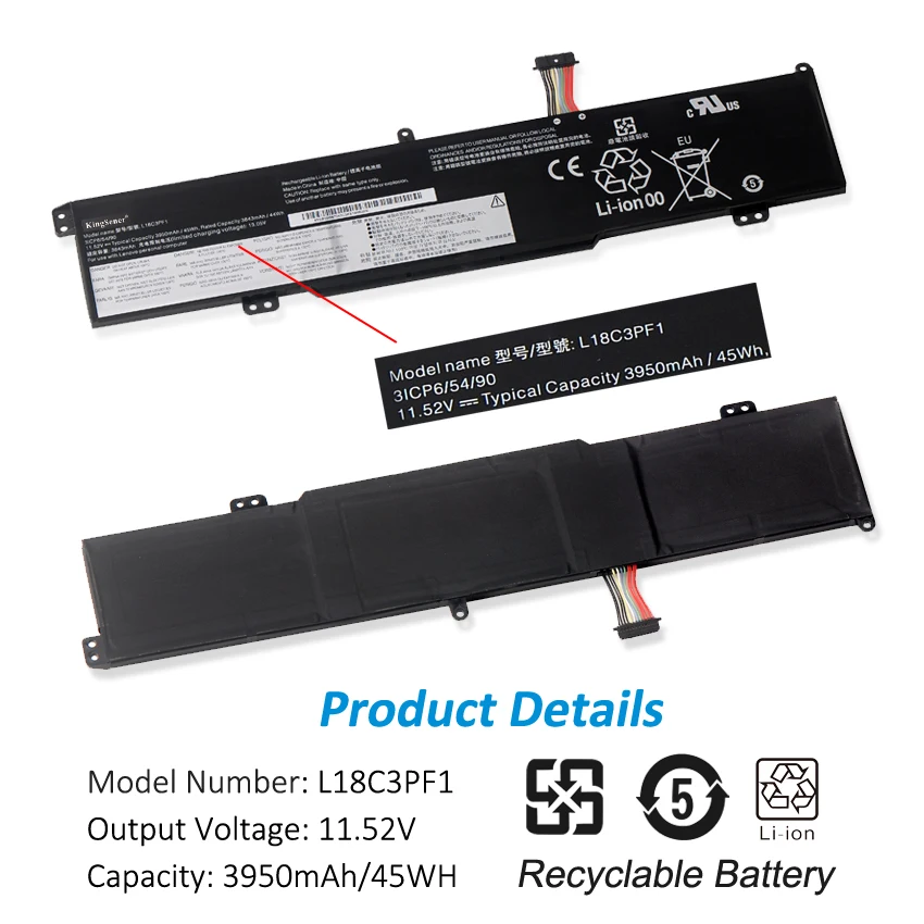 Bateria do Portátil de Kingsener L18c3pf1 L18m3pf1 para Lenovo Ideapad L34015irh L340-17irh Séries de Jogos 5b10t04975 11.52v 45wh - Imagem 6