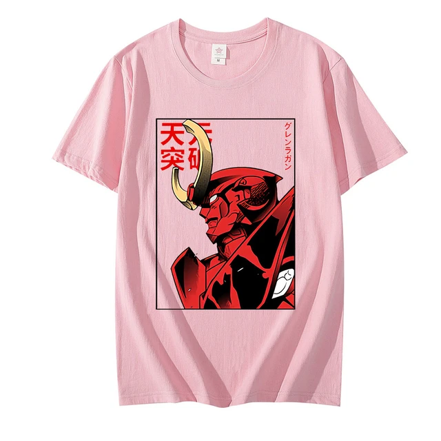 Gurren lagann t camisa diy tamanho grande 100% algodão gurren lagann tengen  toppa gurren lagann anime robô mecha