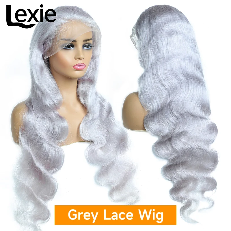 Human Hair Wig 30 Inch Grey Raw Vietnamese Silver Body Wave Lace Front For Women 13x6 Transparent Lace Frontal