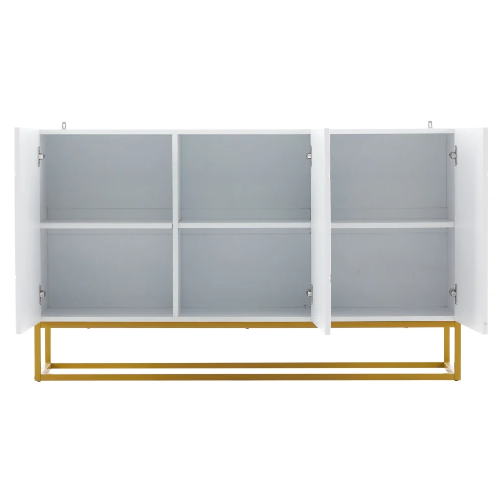 Hochglänzendes Buffet-Sideboard mit 4 Ablagefächern, moderne Möbel für Wohn- und Esszimmer-Hausaufbewahrung – Detail 16