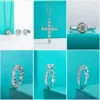 AnuJewel D Color Moissanite Bezel Stud Earrings 18K Gold Plated Pendant Necklace 925 Sterling Silver Jewelry Set Customs Jewelry 6