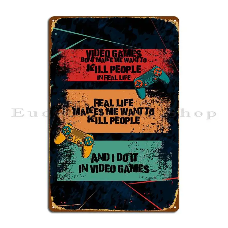 

Gamer Quotes Metal Sign Pub Mural Personalized Party Bar Garage Tin Sign Poster