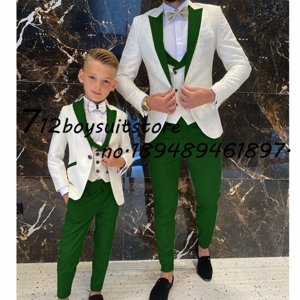 Floral Boy Suit Wedding Tuxedo Jacket Pants Vest Three-Pieces Set Formal Kids Blazer Clothes костюм для мальчика