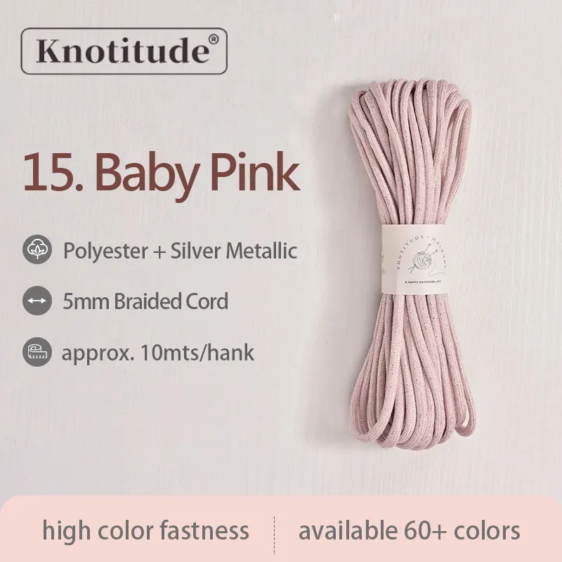 Silver Glossy Polyester Braid Rope with Shiny Lurex Metallic Finish - Ideal for DIY Jewelry Projects, 5mm x 10m