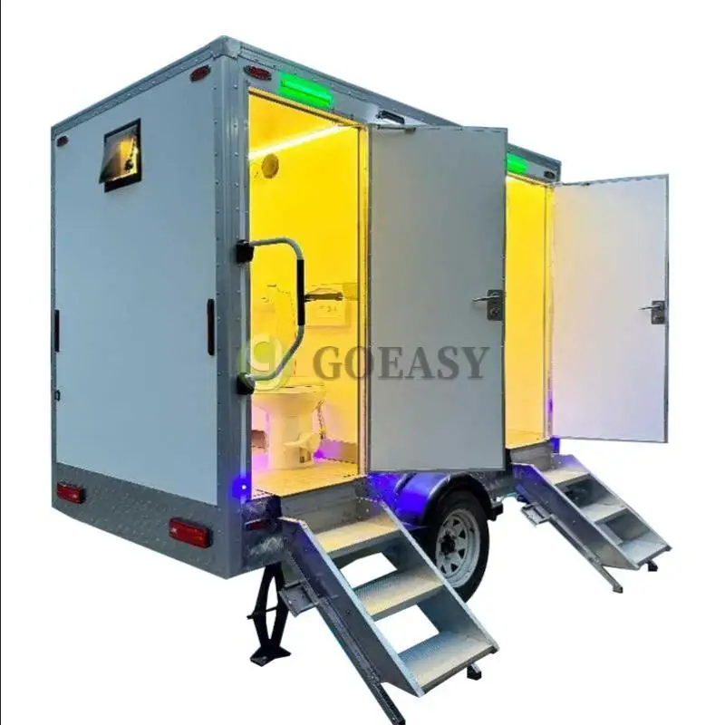 Custom One-Piece Outdoor Construction Site Toilet Trailer High Luxury Toilets Portable Toilet Trailer