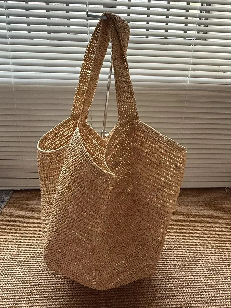 Bohemian Raffia Straw Bag Large Capacity Travel Beach Bags for Women Shoulder Bag Handmade Summer Rattan Bag Purses and Handbags