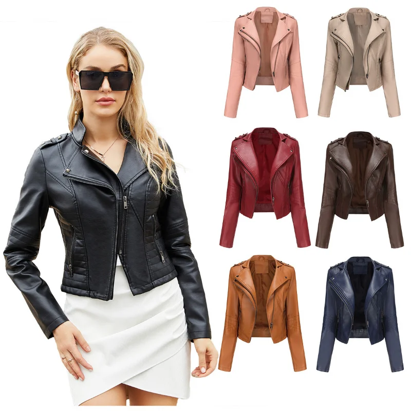 spring-leather-cropped-jackets-women-rivets-zippered-pu-coats-slim-long-sleeved-autumn-european-and-american-popular-short-tops