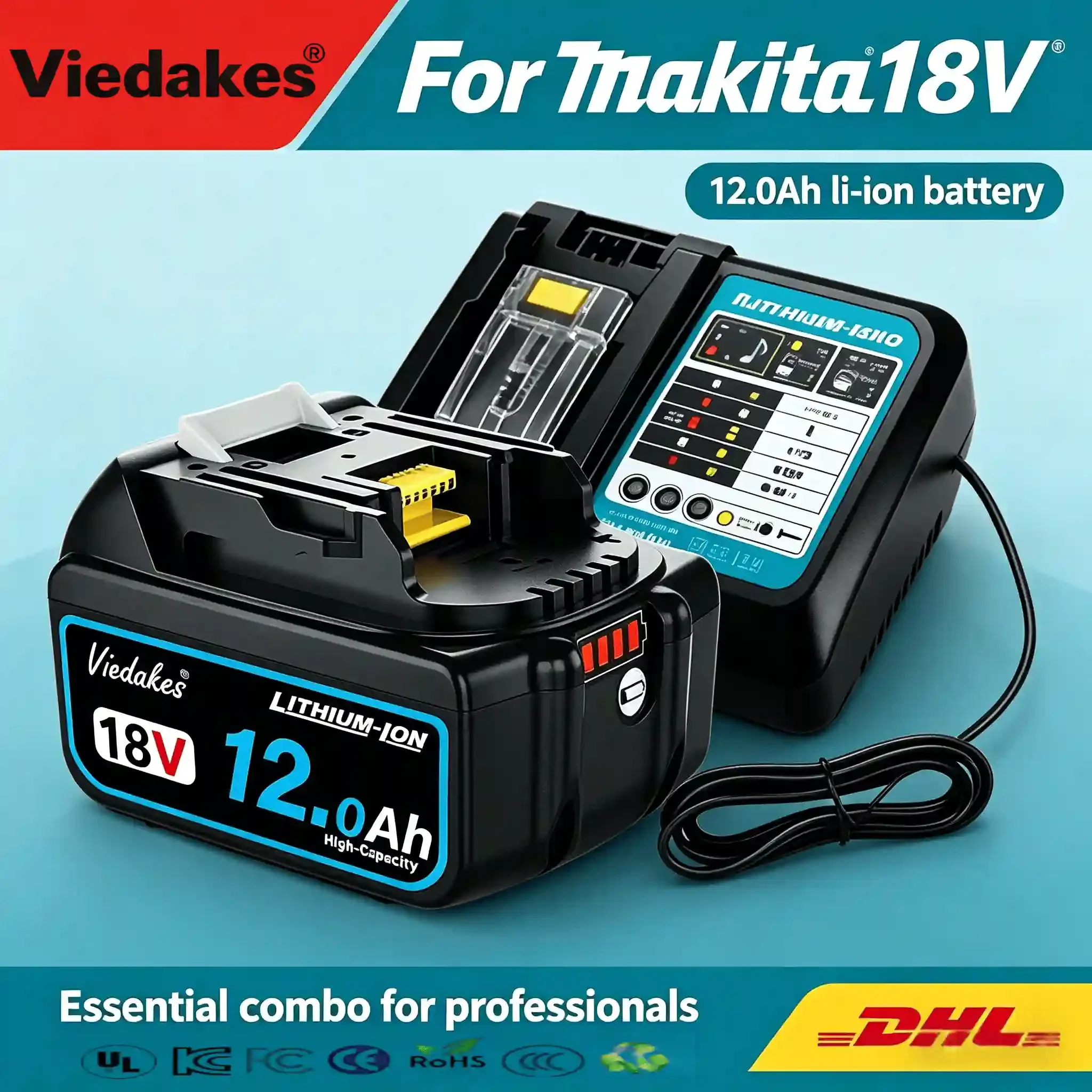 For Makita Battery 18V VIEDAKES 4.0Ah Replacement BL1840B BL1850B Safe Reliable 18650 Li-ion Battery✅