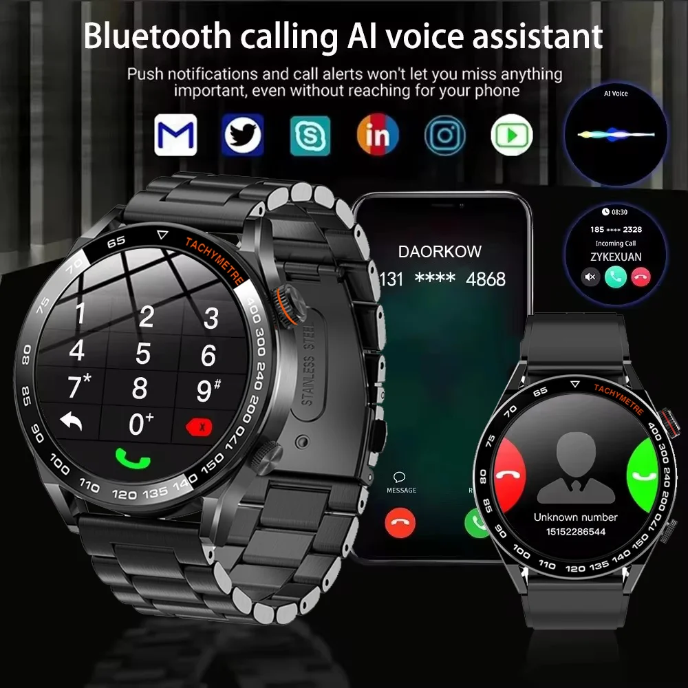 2026 New Business Smart Watch Men Bluetooth Call 1.53-inch AMOLED HD Display Multi-Sport Modes Heart Rate Monitor Smartwatch Man 3