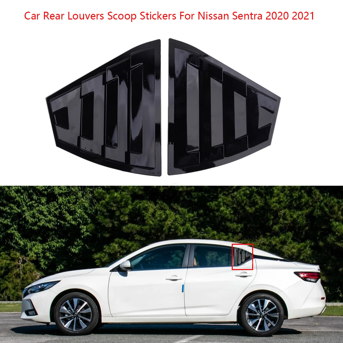 

2 шт. глянцевые черные автомобильные левые и правые Боковые Решетки вентиляционного отверстия, задние оконные жалюзи, целые наклейки для Nissan Sentra 2020 2021, внешние аксессуары