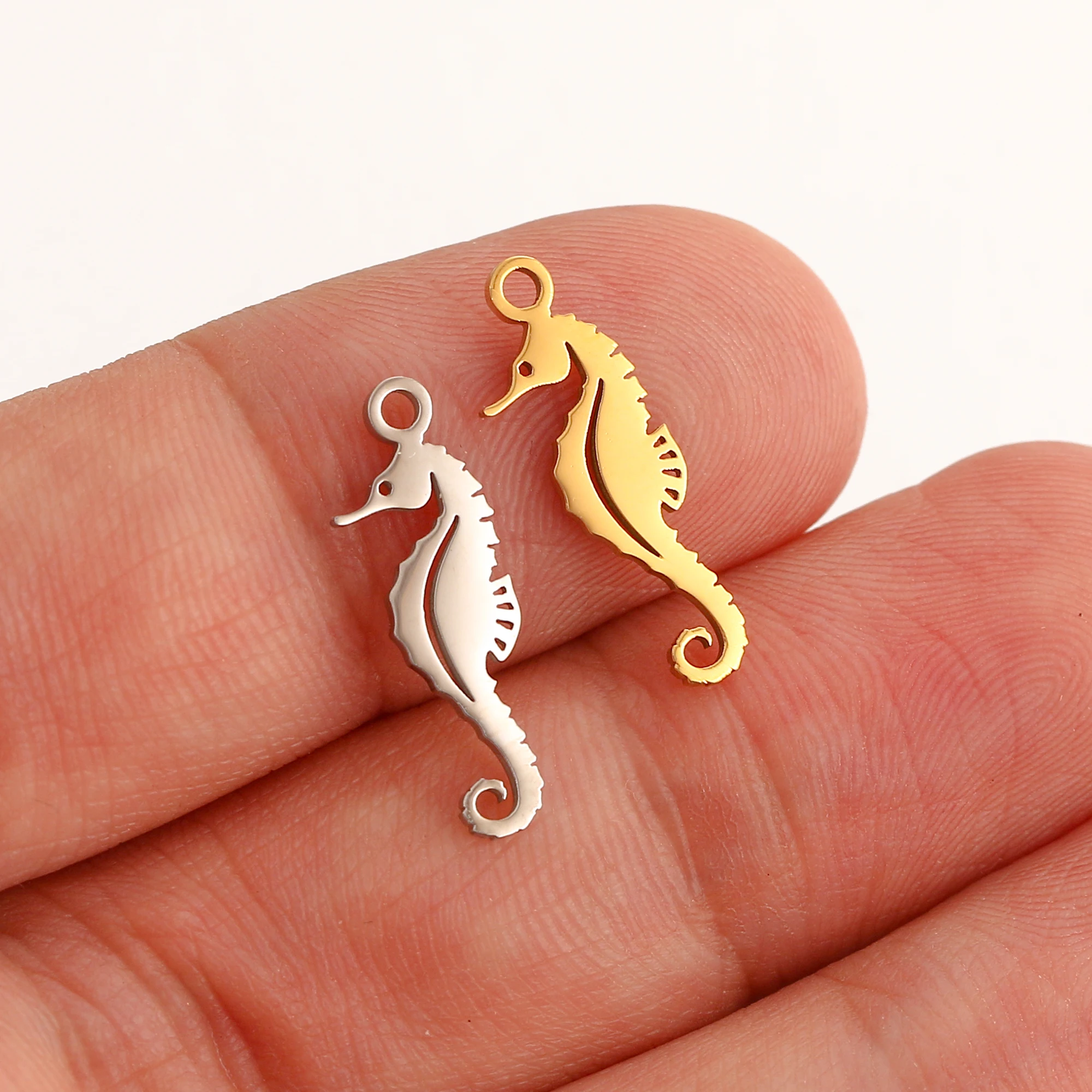 

5pc/lot Animal Tropical Marine Life Charms Ocean Theme Stainless Steel Sea Horse Pendant for Jewelry Making DIY Earring Necklace
