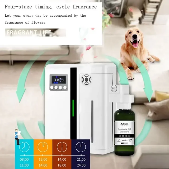 Room Fragrance Diffuser Wall Mounted Hotel Air Freshener Bluetooth Essential Oils Diffuser Built-in Fan Electric Smell For Home 4