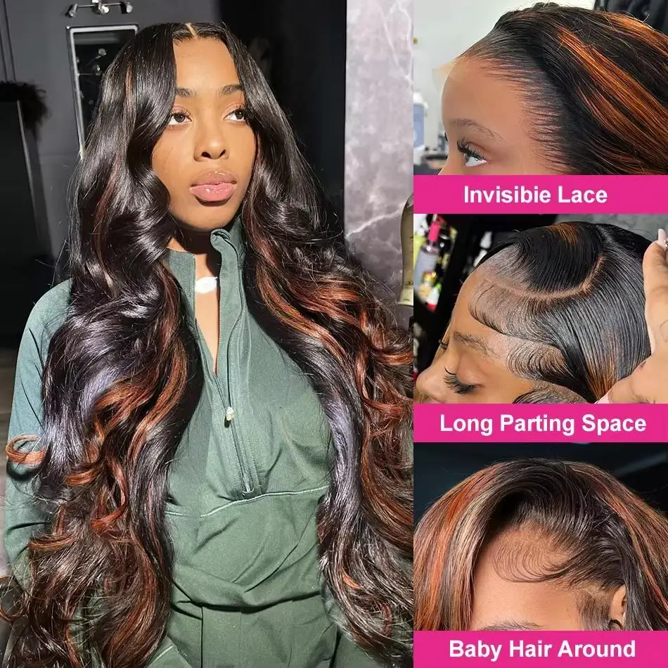 Max-lace Wig FB 30 13x4 13x6 Frontal Lace Preplucked Colored body wave HD Transparent Lace Human Hair Wig 200 Density 46 inch