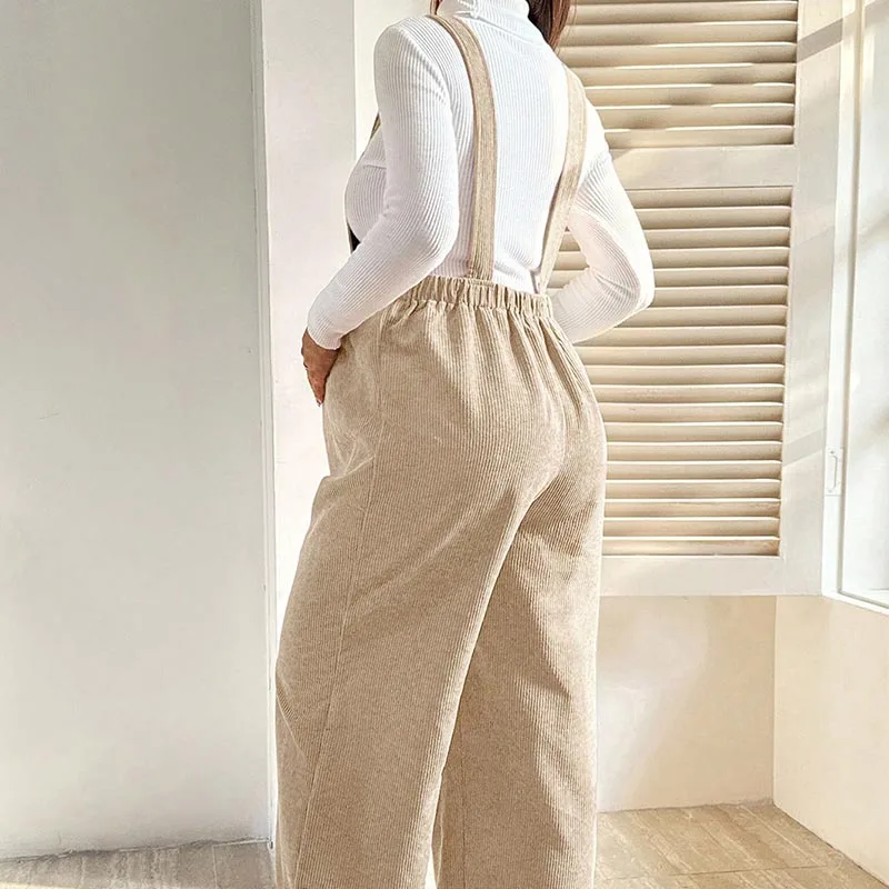 Maternity Corduroy Overalls Pregnancy Clothing for Pregnant Women Pants Autumn Winter Fashion Elastic Loose Corduroy Overalls - 6