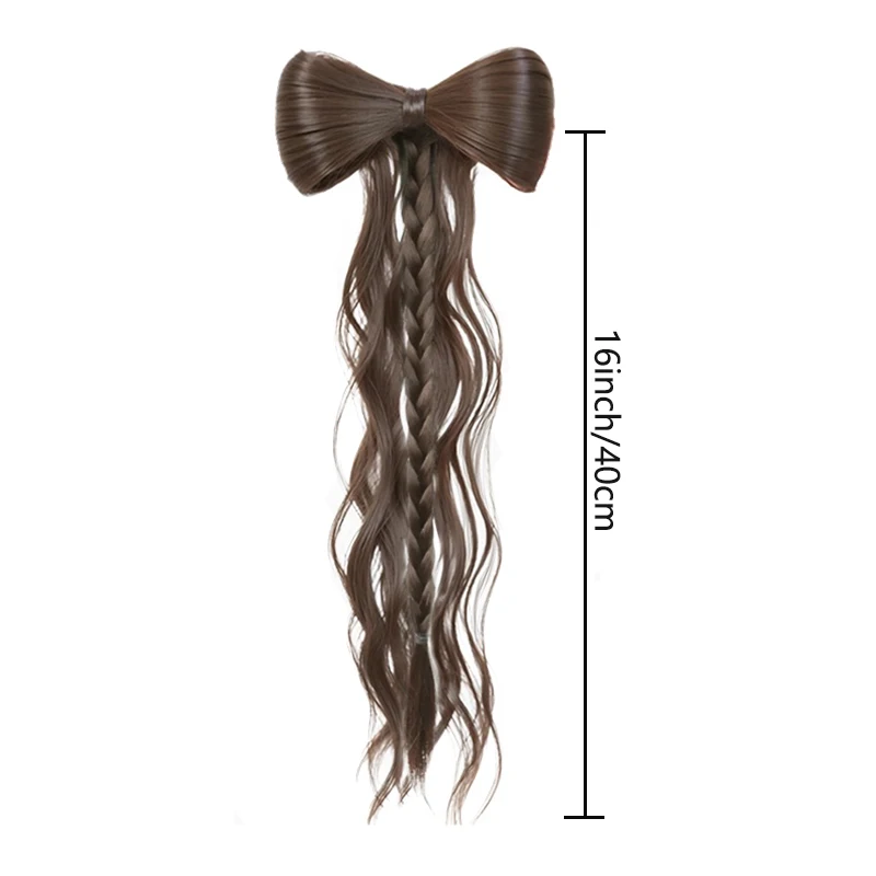 Wig bow semi tied hair Fried Dough Twists braid wig ponytail natural hair increase curl clip wig bag