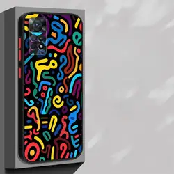 Shockproof Matte Phone Case with Colorful Lines and Graffiti Design for RedmiNote13Pro5G (UUAVA04)
