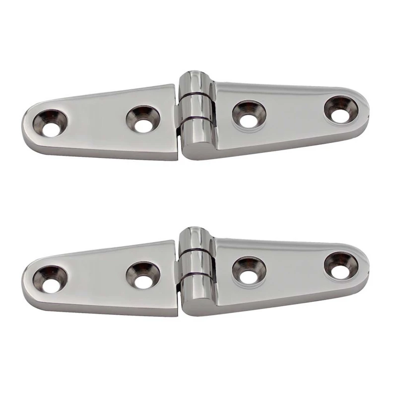 2Pcs Boat Marine Flush Door Hinges 100x25mm Polished Marine Hinges Hardware 2pcs toilet hinges soft release replacement universal stainless steel toilet seats top fix hinge hardware