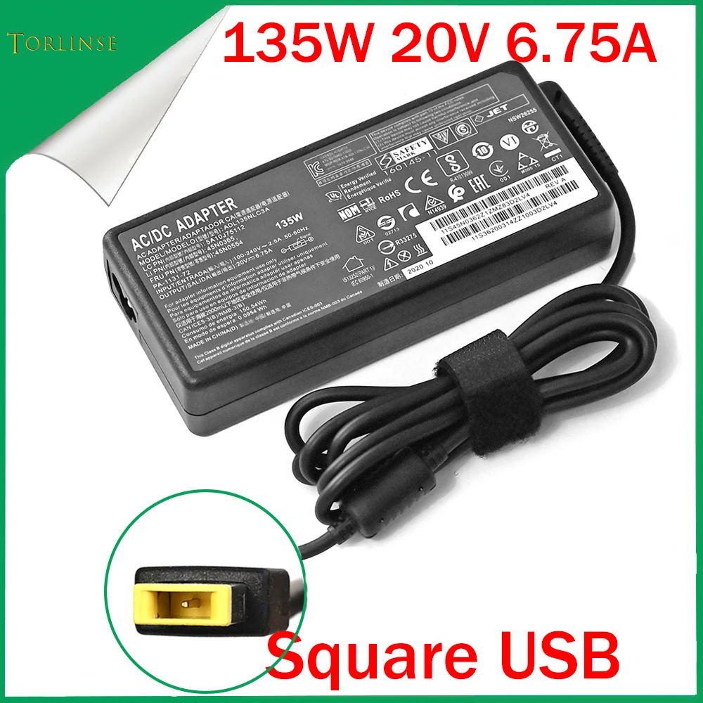 Laptop Adapter 135W 20V 6.75A USB C Notebook Charger for Lenovo T440p  Y50-70 R720 ADL135NLC3A 135W 20V 6.75A電源 ACアダプター For Lenovo ThinkPad R720 Y700