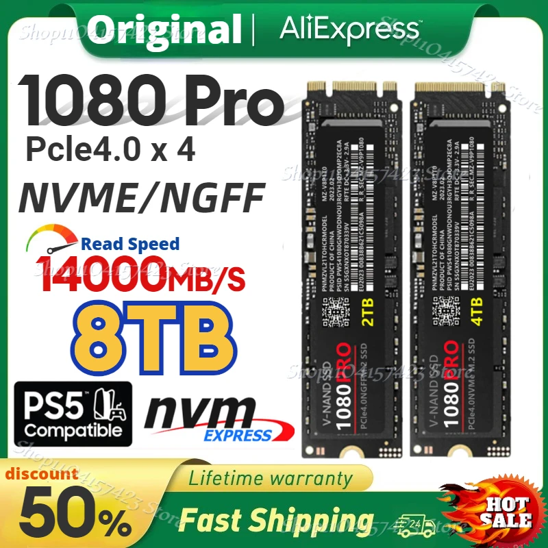 Eighosee 1TB 1080PRO SSD M2 2280 PCIe 4.0 NGFF Solid State Drive 7000MB/S Harde Schijf