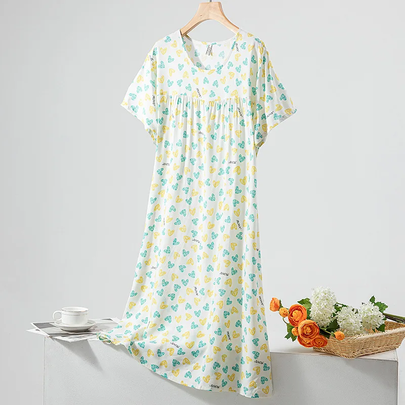 Night Dress Ladies Sleepwear For Sleeping Home One Piece Dress Women Sleep Summer Pajamas Round Neck Nightgowns Nuisette Femme
