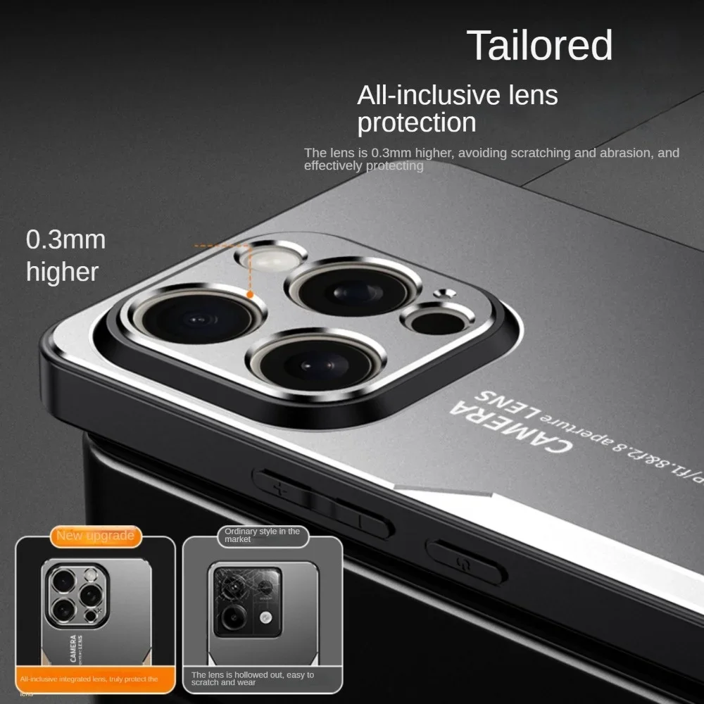Luxury Aluminum Alloy Shockproof Back Case with Metal Lens Protection