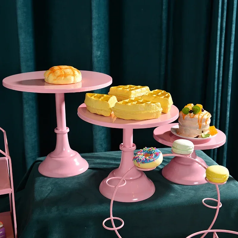 Pink Color Cake Stands Sets for Girl Kids Wedding Birthday Party Cupcake Dessert Cupcake Pastries Plates Bakeware Dinnerware