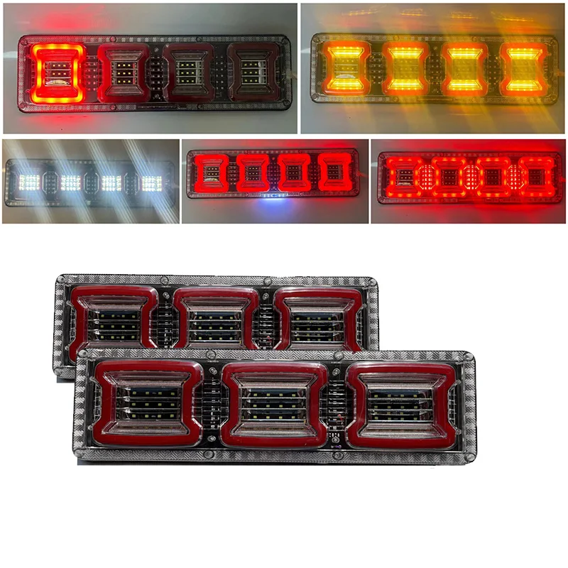 

24V LED Dynamic Car Truck Tail Light Brake Light Turn Signal Lamp Rear Lamp For Trailer Van Boat RV Caravan Bus Lorry UTV 2PCS