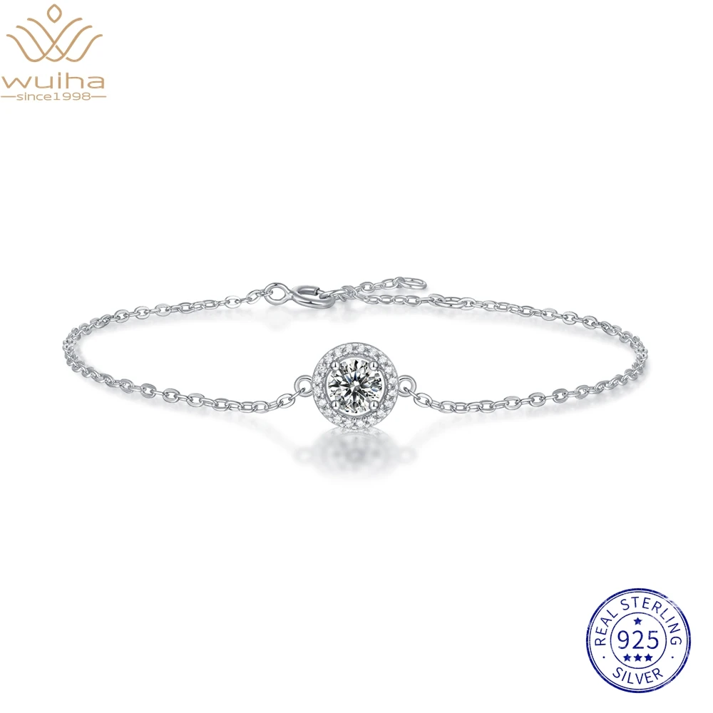 

WUIHA Solid 925 Sterling Silver Sparkling Bubble GRA Moissanite Diamond Wedding Bracelet for Women Anniversary Gift Fine Jewelry