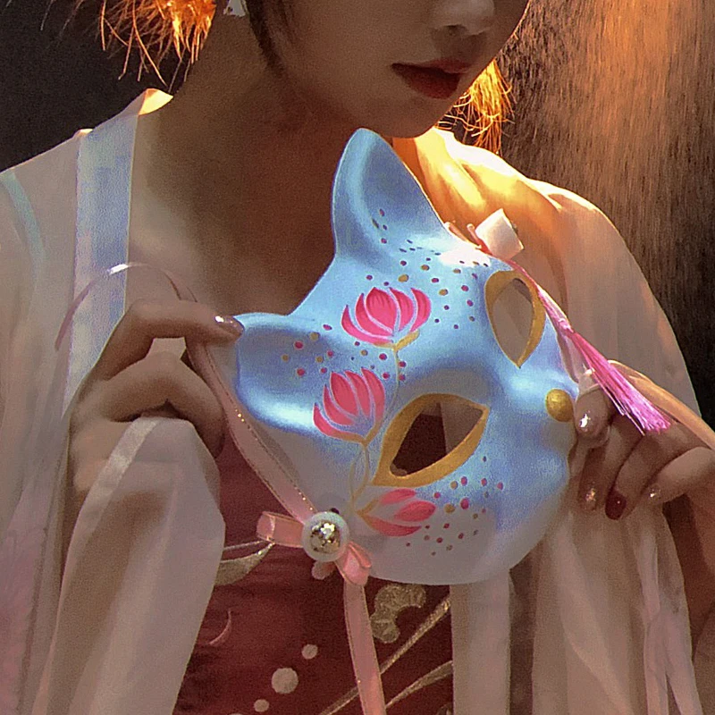 Acquista 1PC Masquerade PVC Cat Mezza faccia Volpe Maschera Cosplay Party  Festival giapponese