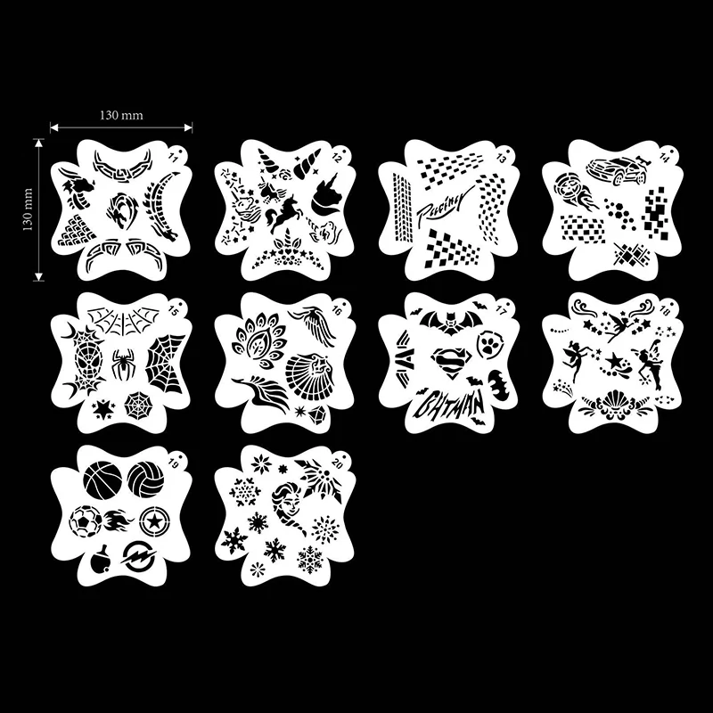 Face painting template 10pcs children face painting washable body face tattoo spray DIY template