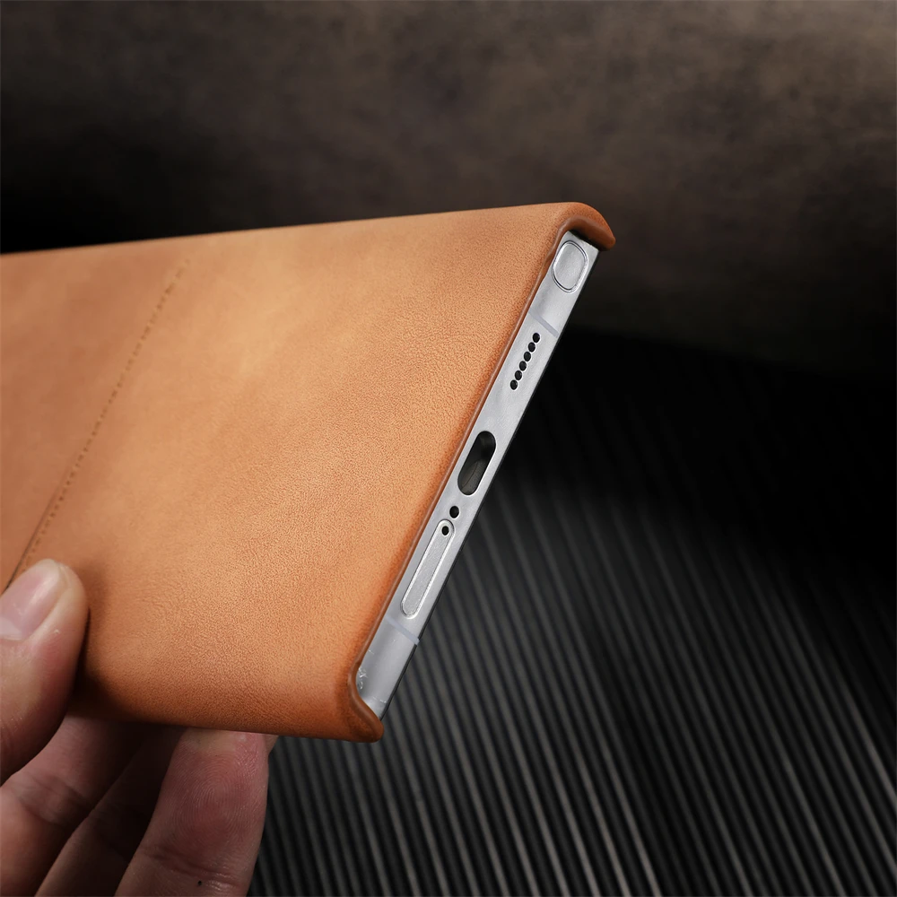Retro Sheepskin Leather Card Slot Bumper Case with Matte Cover
