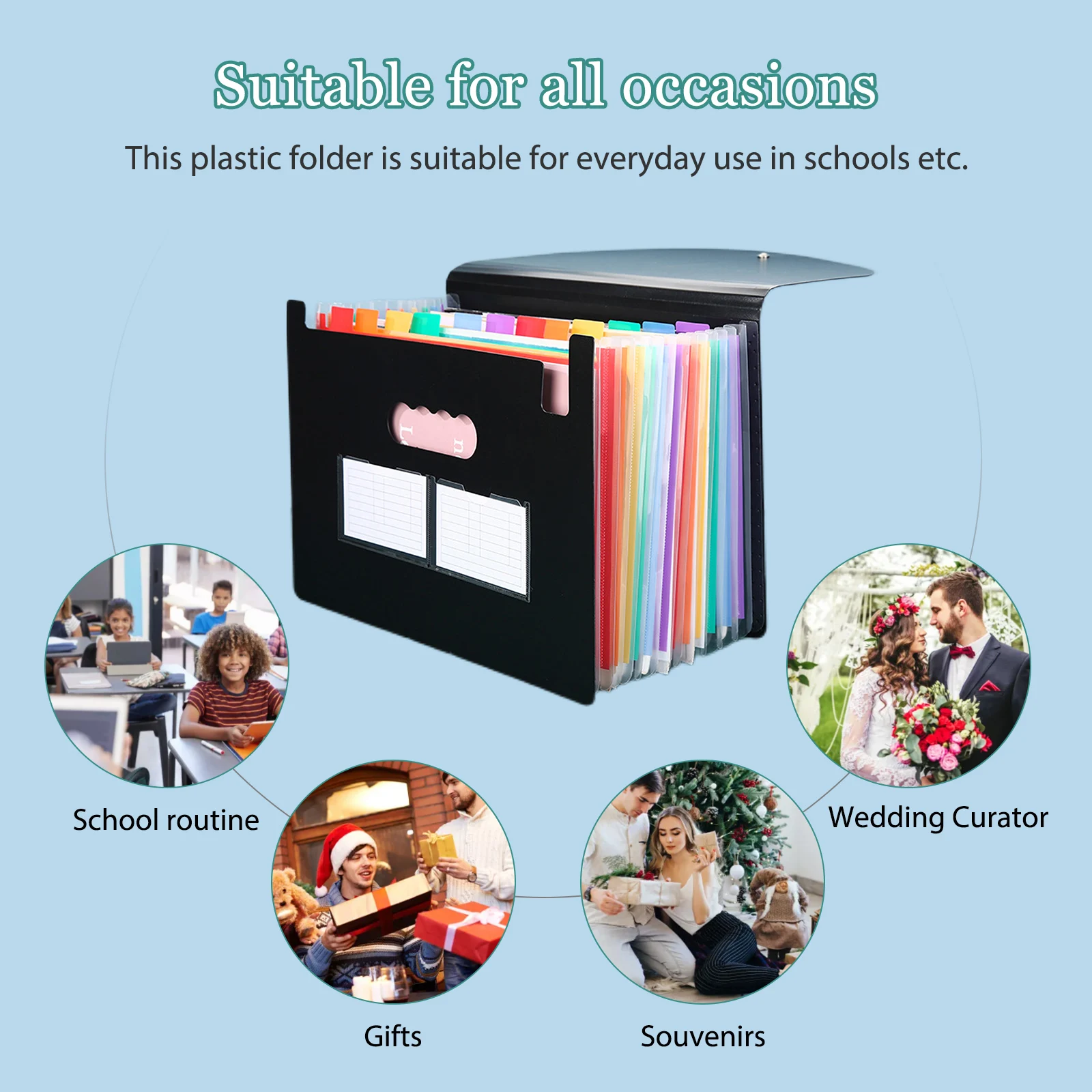 Accordion Folder 13/25 Pockets Portable Document Folder Monthly Bill Receipt Organizer Classroom Home Office and Travel file folder file bag transparent folder