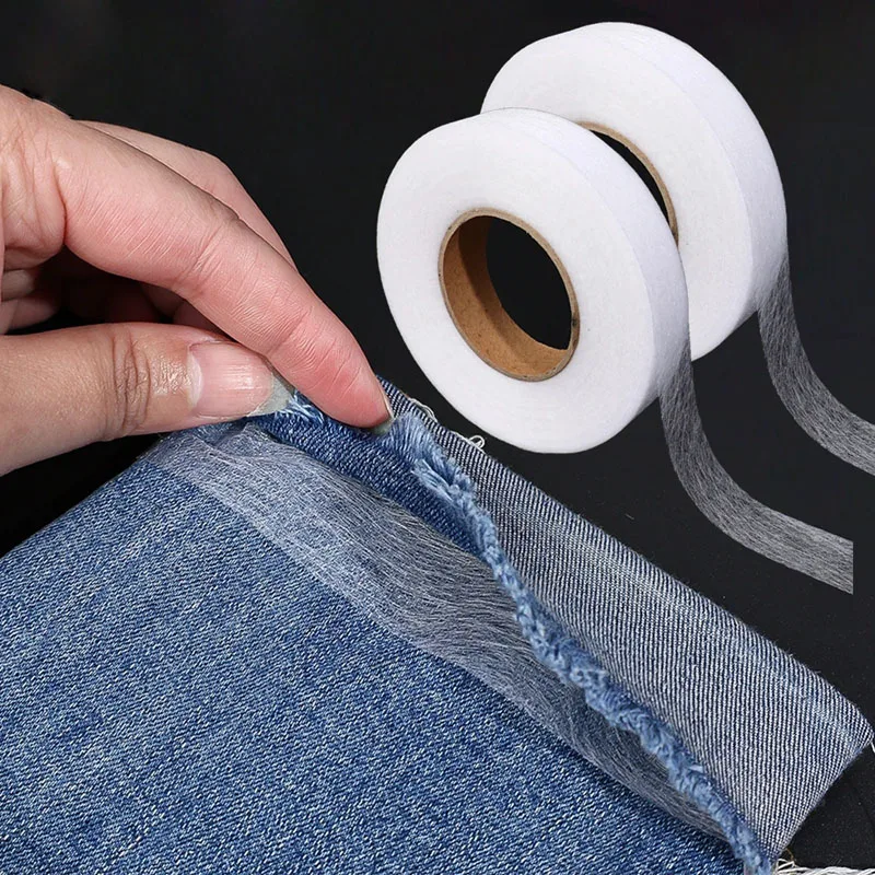Adhesive Interlining Fabric 64 Meters Black White Double-sided Iron on Hem Tape Interlining Web DIY Sewing Accessories