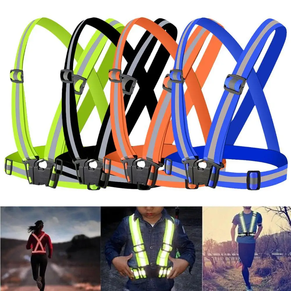 

Highlight Reflective Straps Night Running Riding Clothing Vest Adjustable Safety Vest Elastic Band For Adults And Children