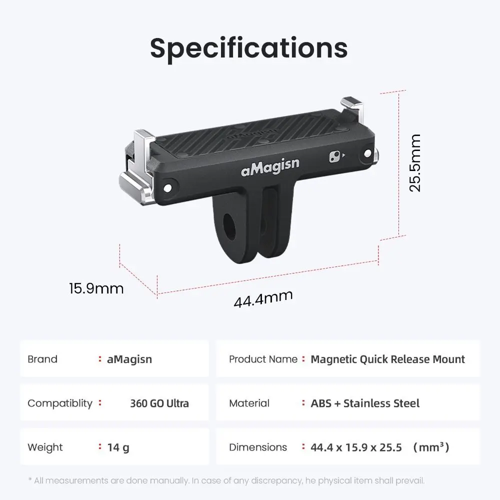 퀵 릴리스 마그네틱 마운트 베이스 어댑터 ABS 경량 확장 어댑터 Insta360 Go Ultra용 내구성 있는 마운트 브래킷