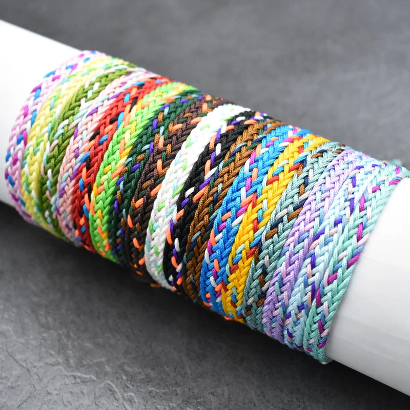 Colorful Bohemia Waved String Braided Friendship Bracelets Ethnic Multicolor Weave Textured Adjustable Bracelet Gift for Couple 2