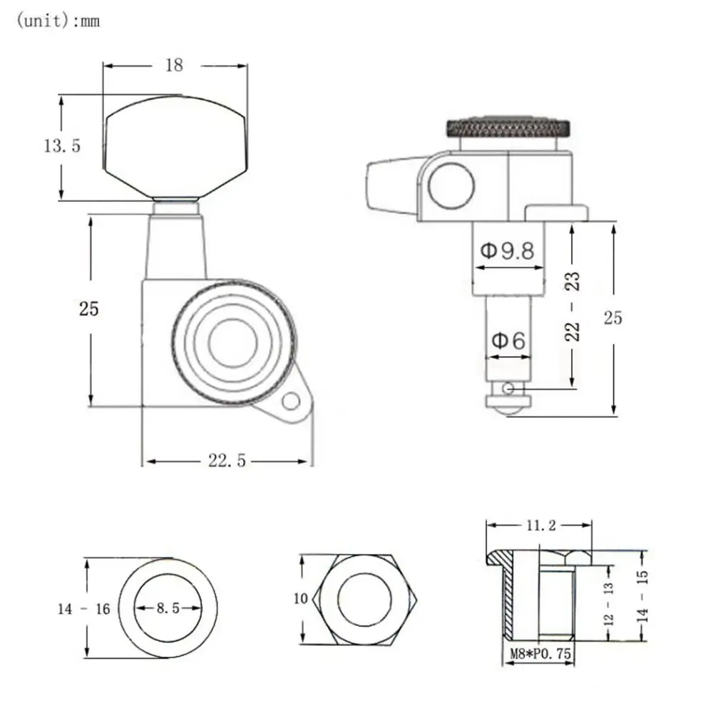 6PCS/Set Chrome Guitar Locking Tuners Lock String Silver/Gold/Black Guitar Tuning Pegs Electric Guitar Machine Heads Tuners