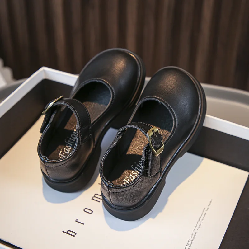 Boys Leather Shoes Soft Fashion Britain Style Black Baby Girls Casual Uniform School Shoes Children Versatile Loafer 2023 Simple 2