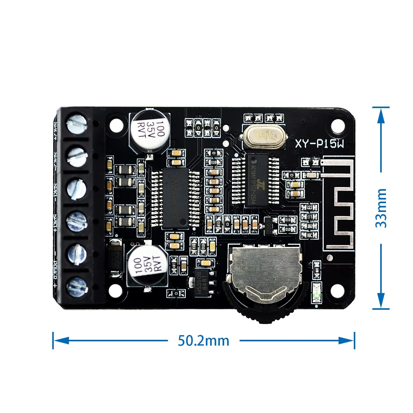 Audio amplifier board audio board amplifier circuit 10W/15W/20W Stereo Bluetooth 5.0 Power Amplifier Board 12V/24V High Power Digital Amplifier Module XY-P15W