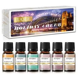 EUQEE 10ML Luxury Men's Fragrance Oil - Leather, Forest Pine, Coffee Cake, Cedarwood, Bay Rum Aroma - 10ml (6pcs 02)