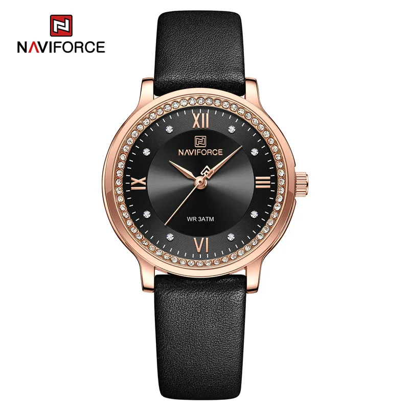 

Original Brand NAVIFORCE Women's Watch Fashion Luxury Ladies Waterproof PU Bracelet Quartz Woman Wristwatch Relogio Feminino