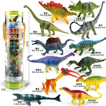 12pcs/set Updated Simulated Solid Dinosaurs Toy Model Realistic Brachiosaurus Tyrannosaurus Rex Toys For Children Christmas Gift 1